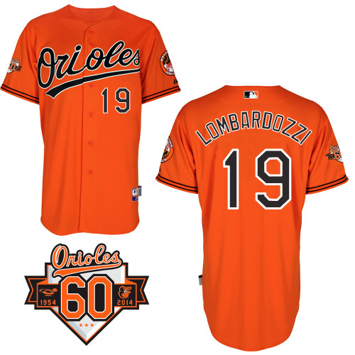 Steve Lombardozzi #19 MLB Jersey-Baltimore Orioles Men's Authentic Alternate Orange Cool Base Baseball Jersey